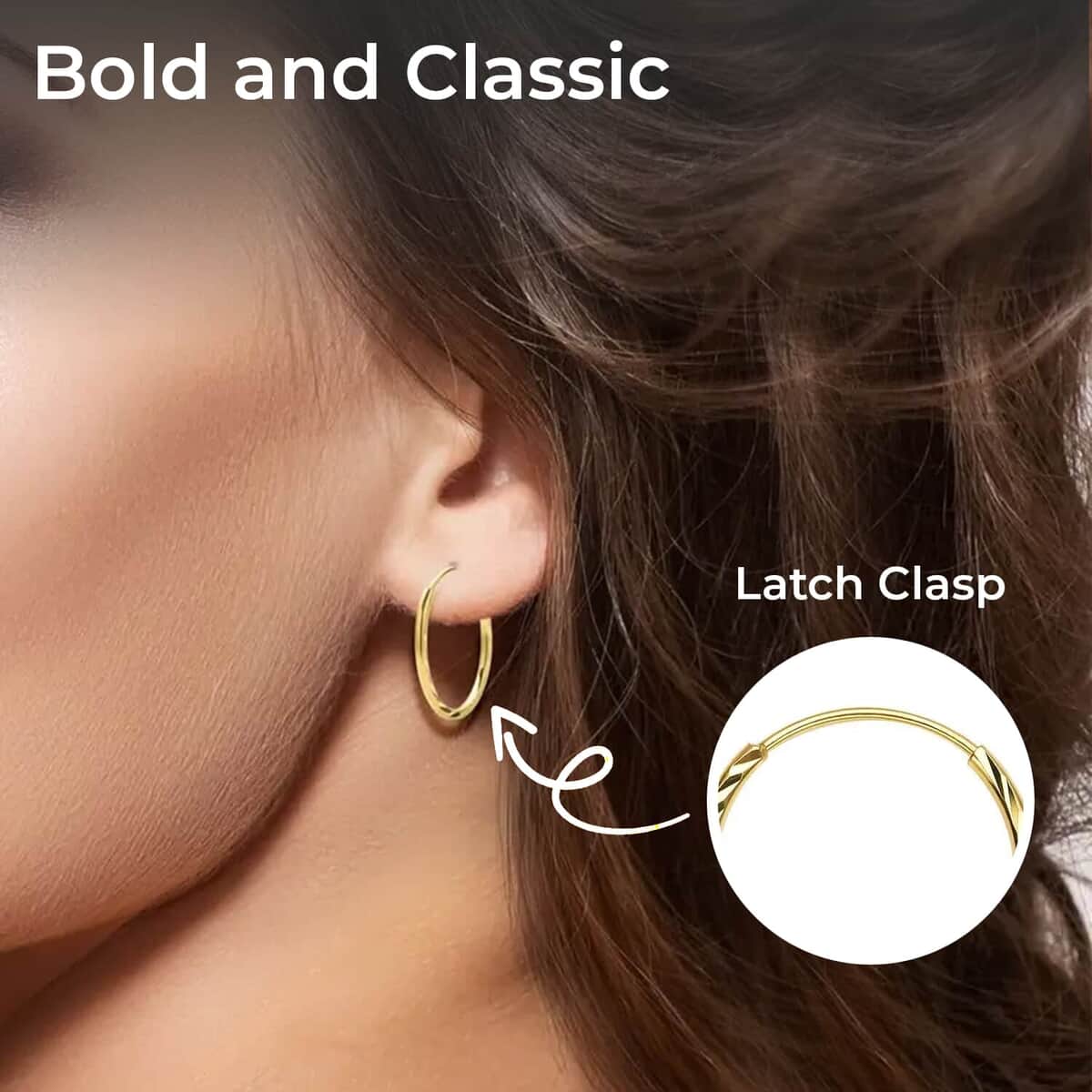 24K Yellow Gold Electroform Hoop Earrings, Textured Hoop Earrings, Gold Earrings, Gold Hoops For Her 1.60 Grams image number 2
