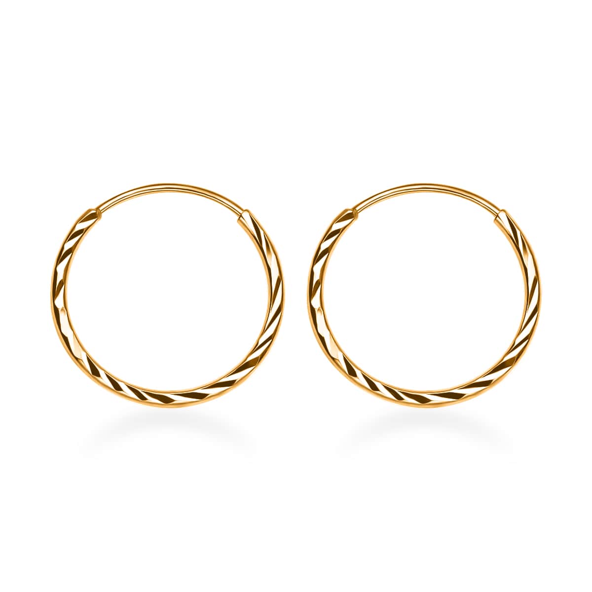24K Yellow Gold Electroform Hoop Earrings, Textured Hoop Earrings, Gold Earrings, Gold Hoops For Her 1.60 Grams image number 5