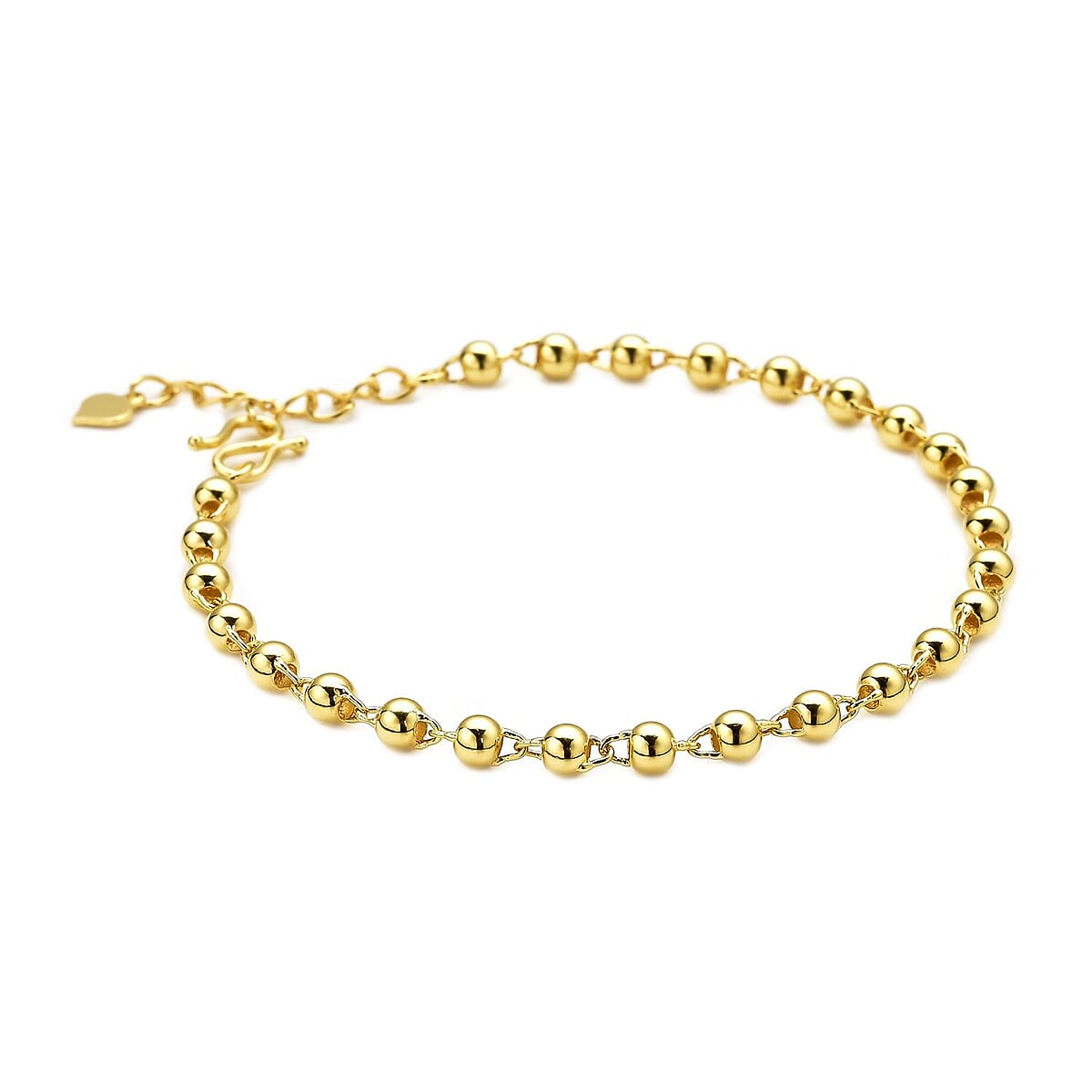 24K Yellow Gold Electroform Beaded Bracelet (6.50-8In) 4 Grams image number 3