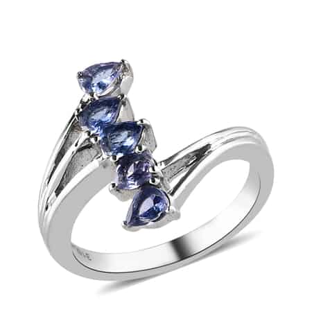 tanzanite-bypass-ring-in-stainless-steel-size-10.0-0.75-ctw image number 0