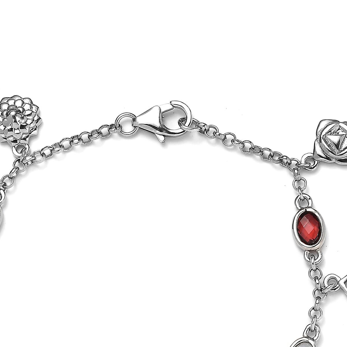 Multi Gemstone Chakra Charm Bracelet in Platinum Over Sterling Silver (7.25 In) 3.15 ctw image number 3