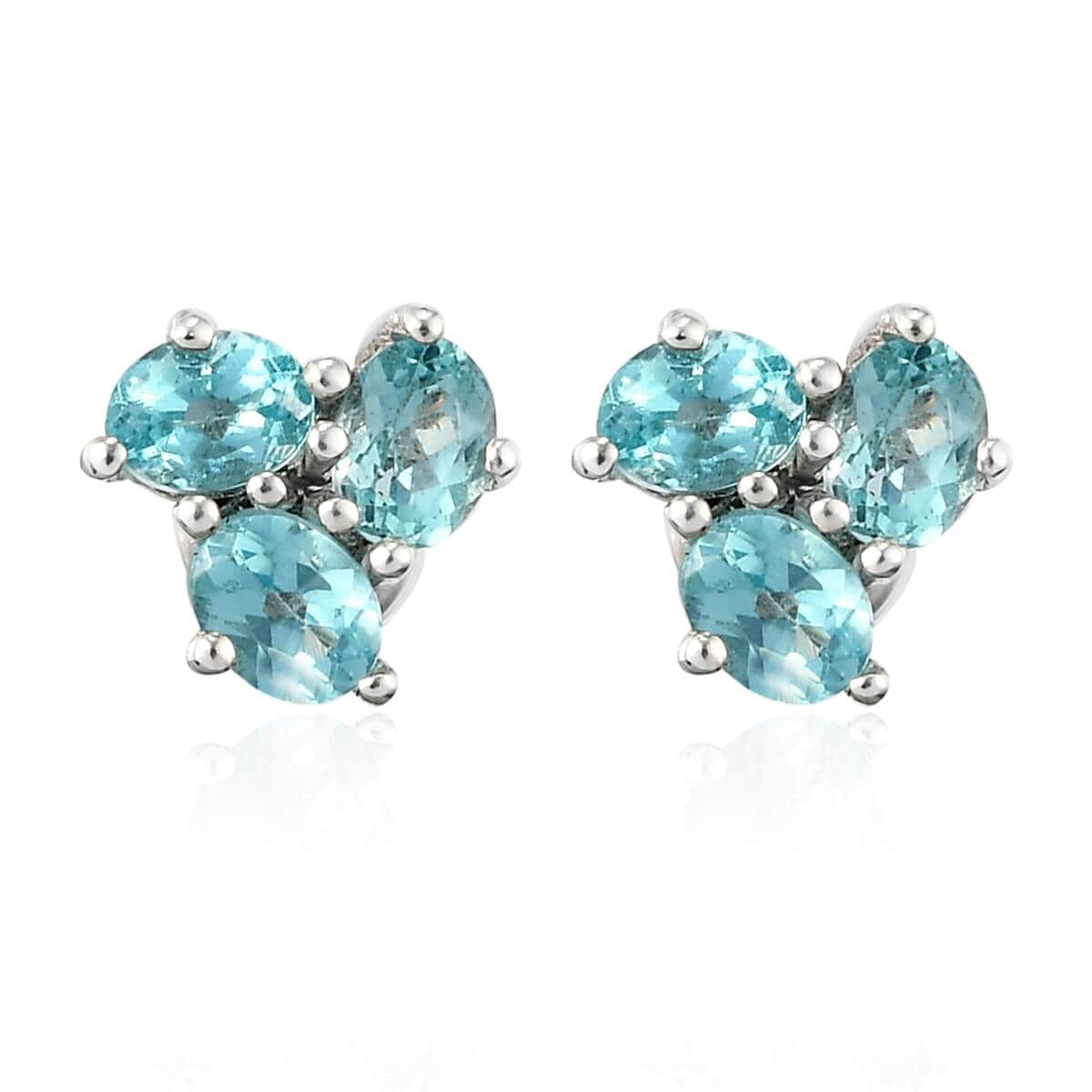 Madagascar Paraiba Apatite Stud Earrings in Platinum Over Sterling Silver 1.15 ctw image number 0