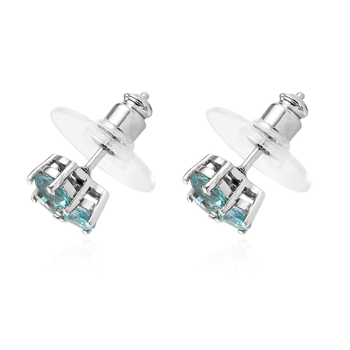 Madagascar Paraiba Apatite Stud Earrings in Platinum Over Sterling Silver 1.15 ctw image number 3
