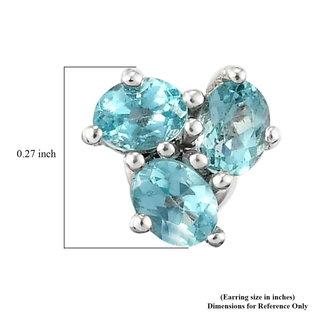 Madagascar Paraiba Apatite Stud Earrings in Platinum Over Sterling Silver 1.15 ctw image number 4