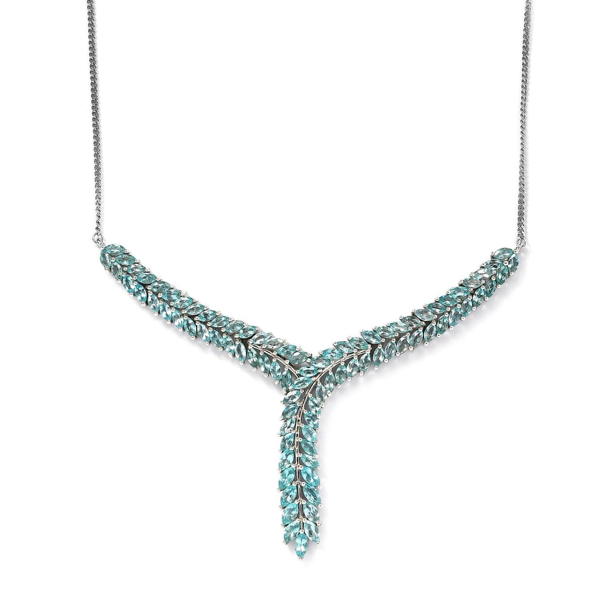 Madagascar Paraiba Apatite Necklace 18-20 Inches in Platinum Over Sterling Silver 14.35 ctw image number 0