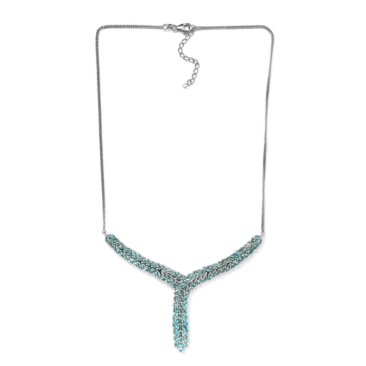 Madagascar Paraiba Apatite Necklace 18-20 Inches in Platinum Over Sterling Silver 14.35 ctw image number 3