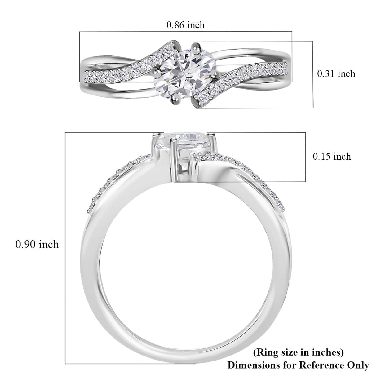 Luxoro 10K White Gold Moissanite Split Shank Ring (Size 7.0) 0.60 ctw image number 5