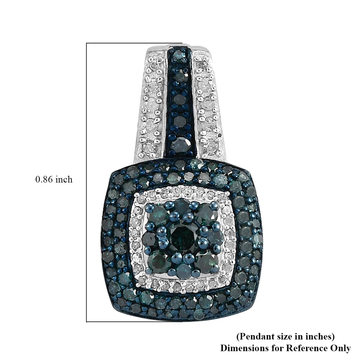 Buy Blue Diamond and Diamond Cocktail Pendant in Rhodium and Platinum Over  Sterling Silver 1.00 ctw at ShopLC.