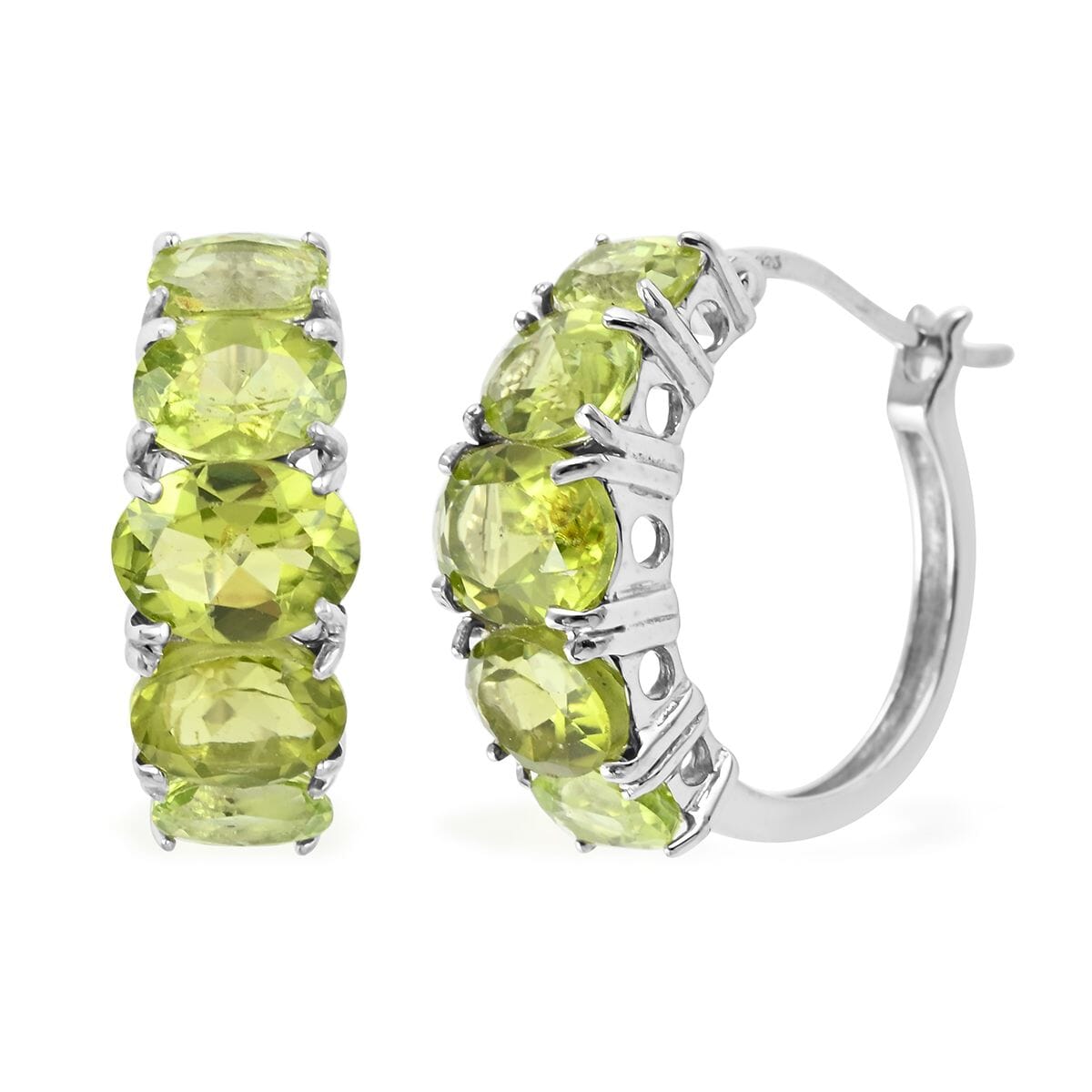 Peridot Hoop Earring in Platinum Over Sterling Silver 9.00 ctw image number 0