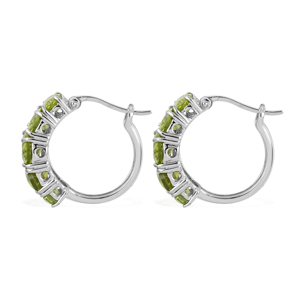 Peridot Hoop Earring in Platinum Over Sterling Silver 9.00 ctw image number 3