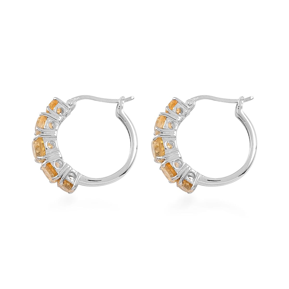 Brazilian Citrine Hoop Earrings in Platinum Over Sterling Silver 9.00 ctw image number 2
