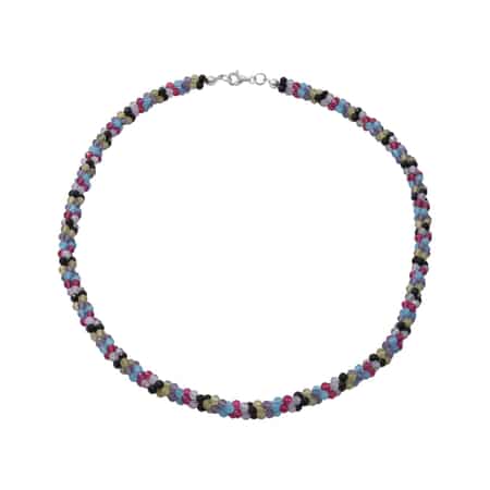 Multi Gemstone Beaded 3 Layer Twisted Necklace 18 Inches in Sterling Silver 100.00 ctw image number 0