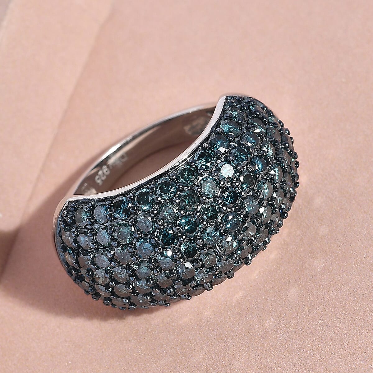 Blue Diamond Ring in Rhodium and Platinum Over Sterling Silver (Size 8.0) 3.00 ctw image number 1