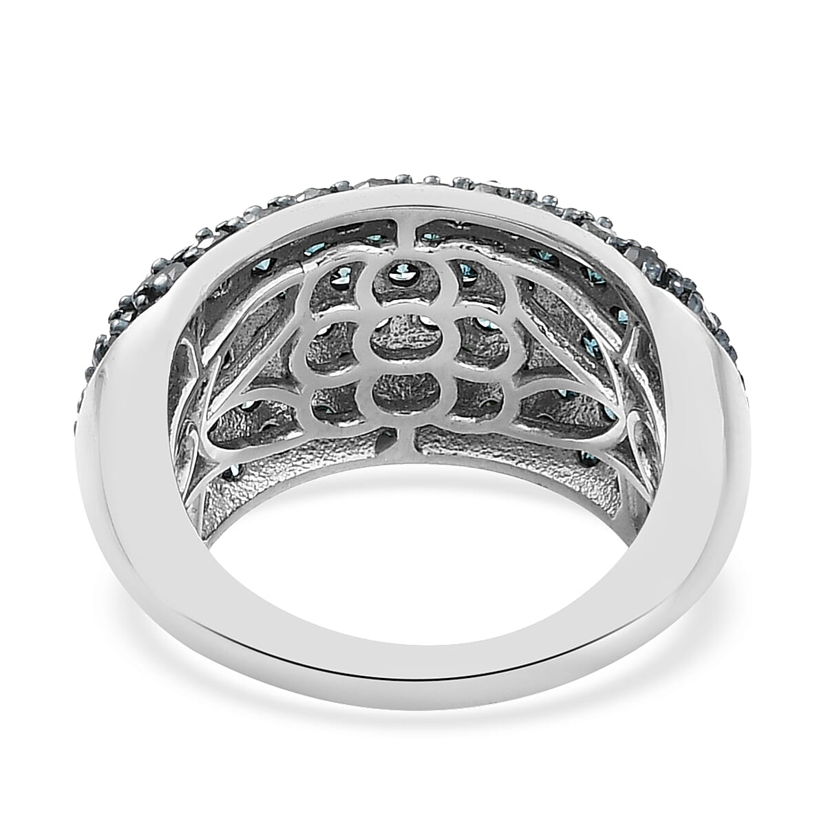 Blue Diamond Ring in Rhodium and Platinum Over Sterling Silver (Size 8.0) 3.00 ctw image number 4