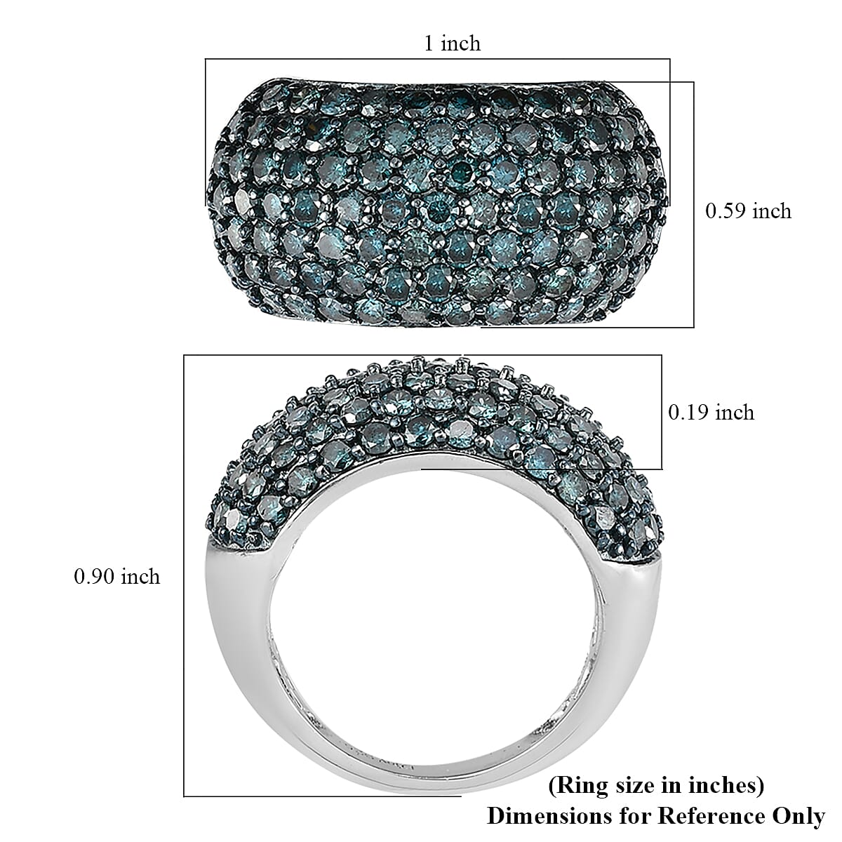 Blue Diamond Ring in Rhodium and Platinum Over Sterling Silver (Size 8.0) 3.00 ctw image number 5