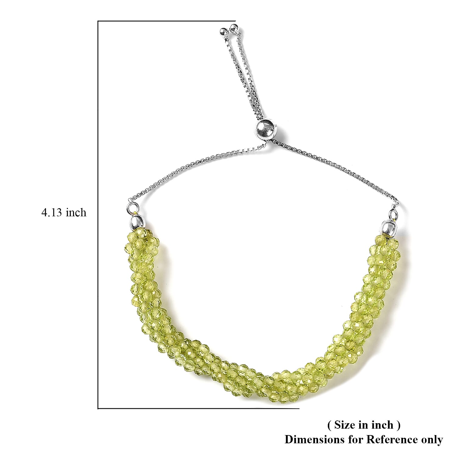 Peridot Multi Row Beaded Bolo Bracelet in Sterling Silver 30.50 ctw