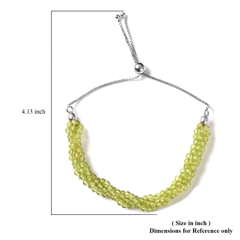 Peridot Multi Row Beaded Bolo Bracelet in Sterling Silver 30.50 ctw
