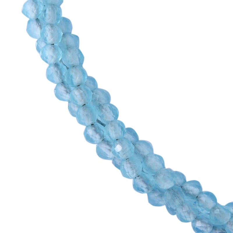 Madagascar Paraiba Apatite Beaded 3 Layer Twisted Bracelet in Sterling Silver (7.25 In) 30.00 ctw