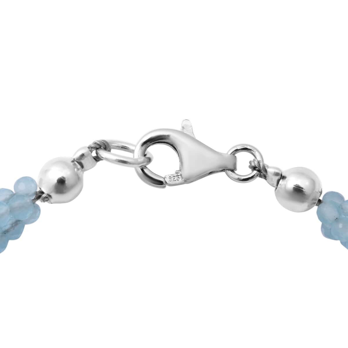 Madagascar Paraiba Apatite Beaded 3 Layer Twisted Bracelet in Sterling Silver (7.25 In) 30.00 ctw image number 2