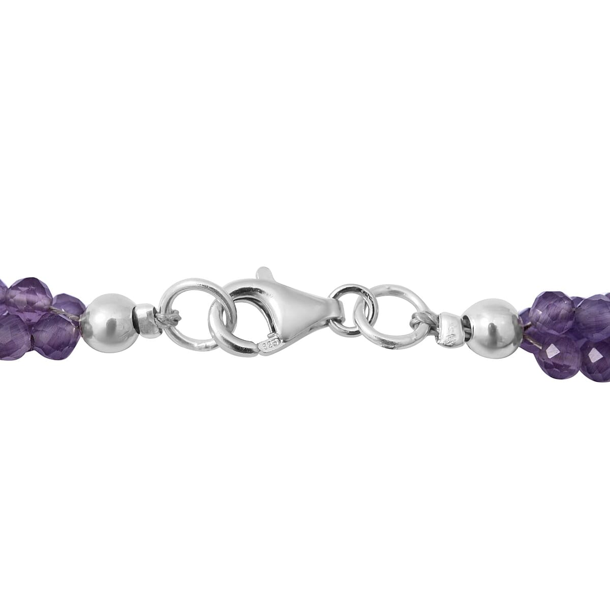 Amethyst Beaded Twisted Necklace 18 Inches in Sterling Silver 100.00 ctw image number 3