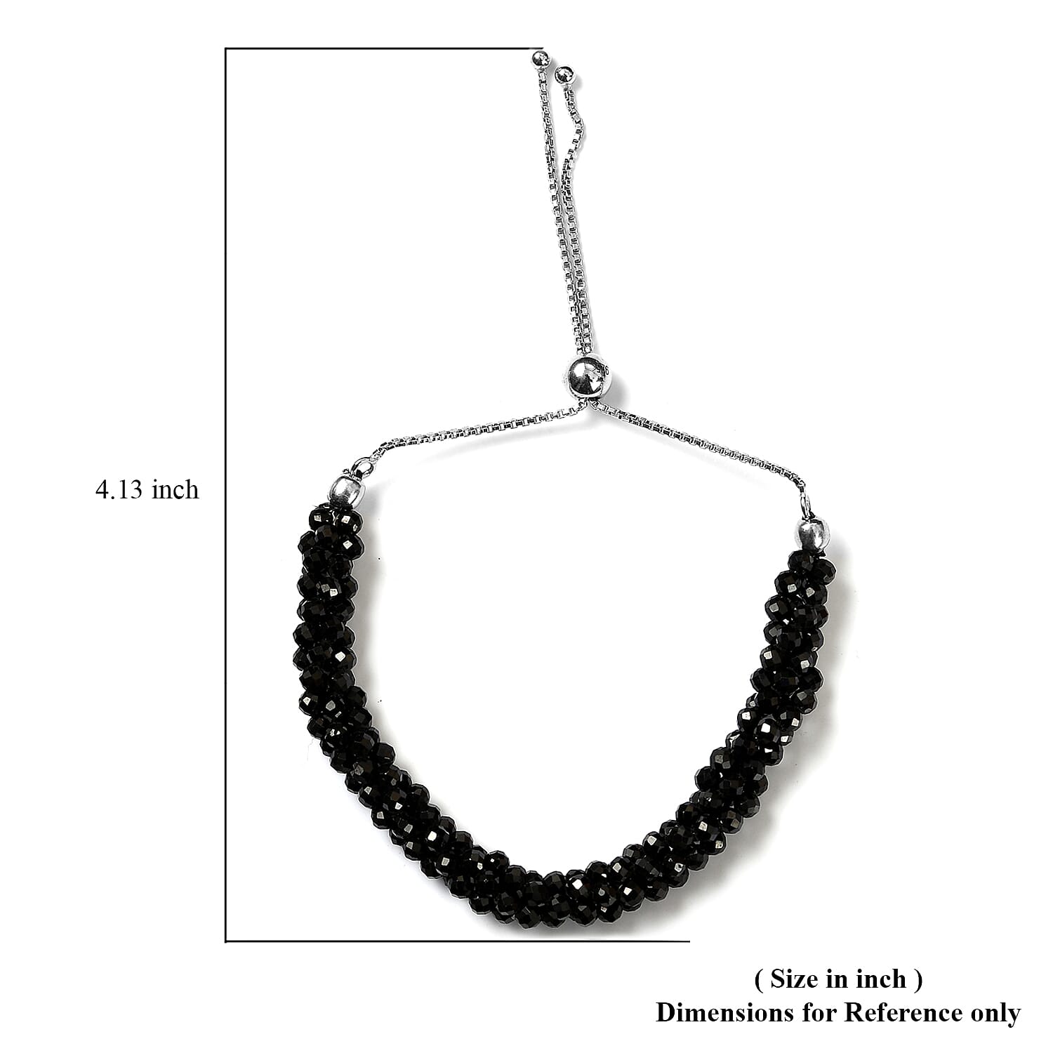 Thai Black Spinel Multi Row Beaded Bolo Bracelet in Sterling Silver 36.00 ctw