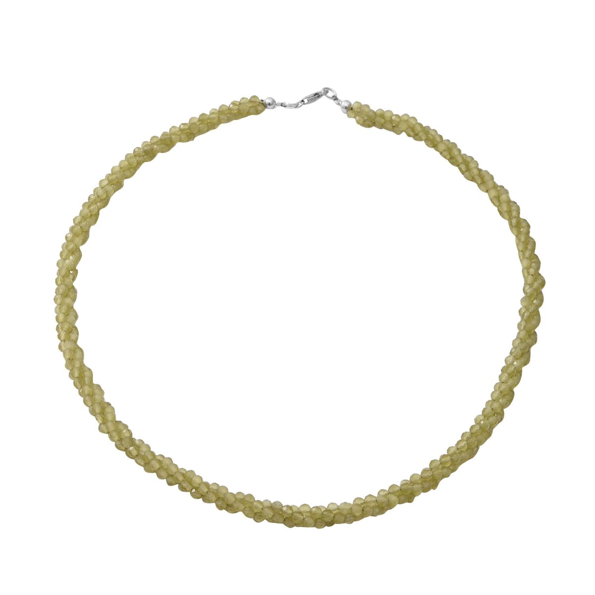 Peridot Beaded Twisted Necklace 18 Inches in Sterling Silver 100.00 ctw image number 0