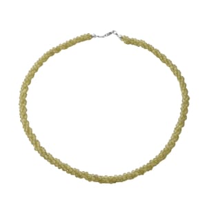 Peridot Beaded Twisted Necklace 18 Inches in Sterling Silver 100.00 ctw