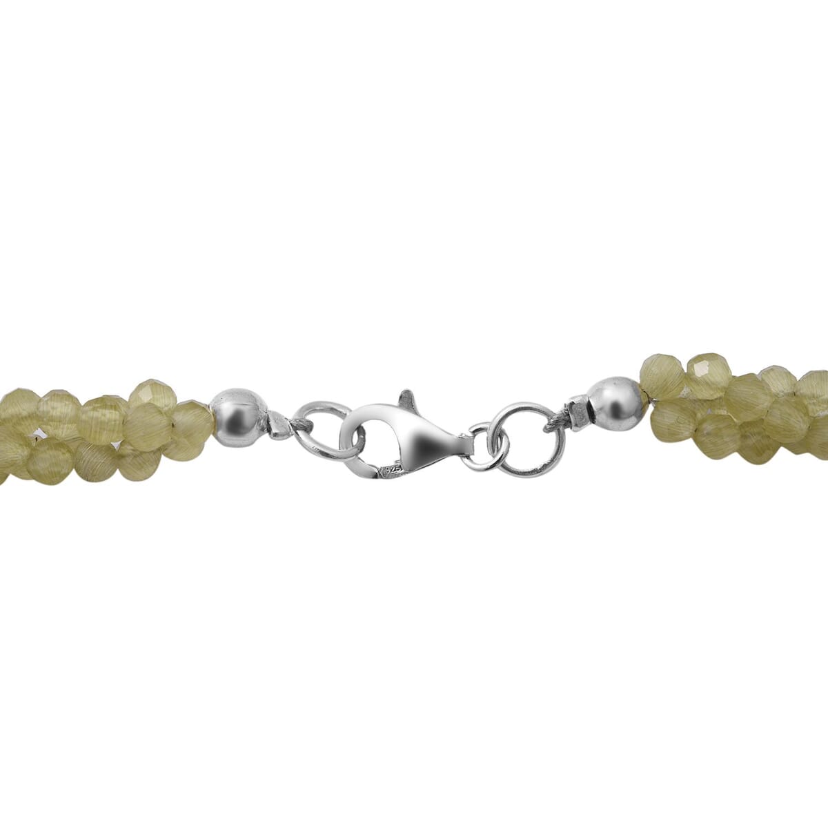 Peridot Beaded Twisted Necklace 18 Inches in Sterling Silver 100.00 ctw image number 3