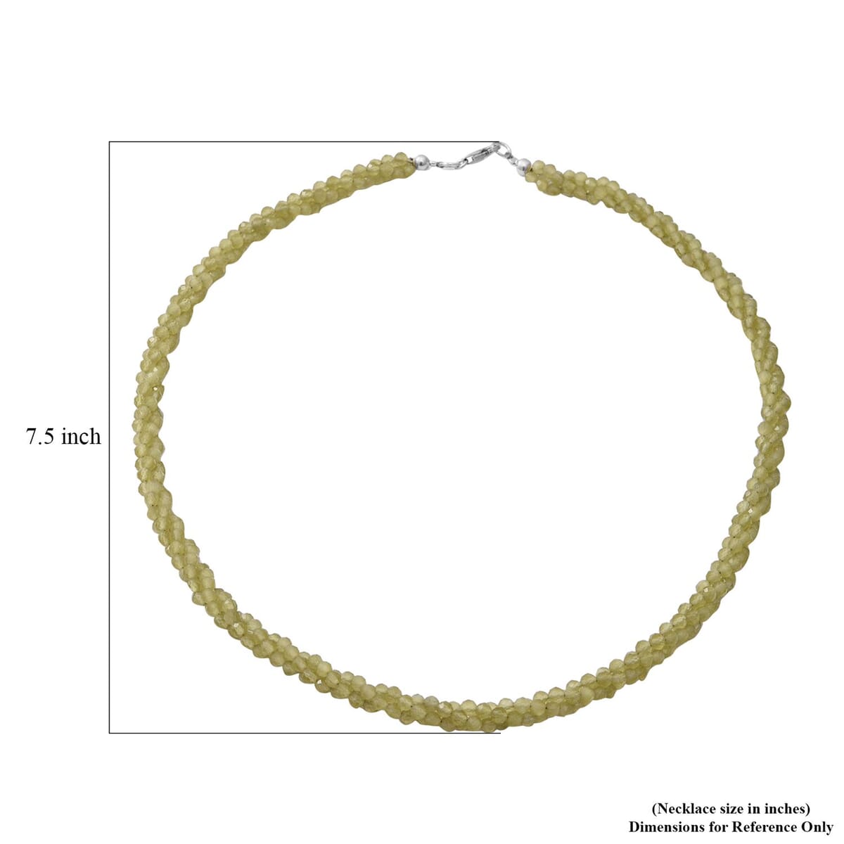 Peridot Beaded Twisted Necklace 18 Inches in Sterling Silver 100.00 ctw image number 4