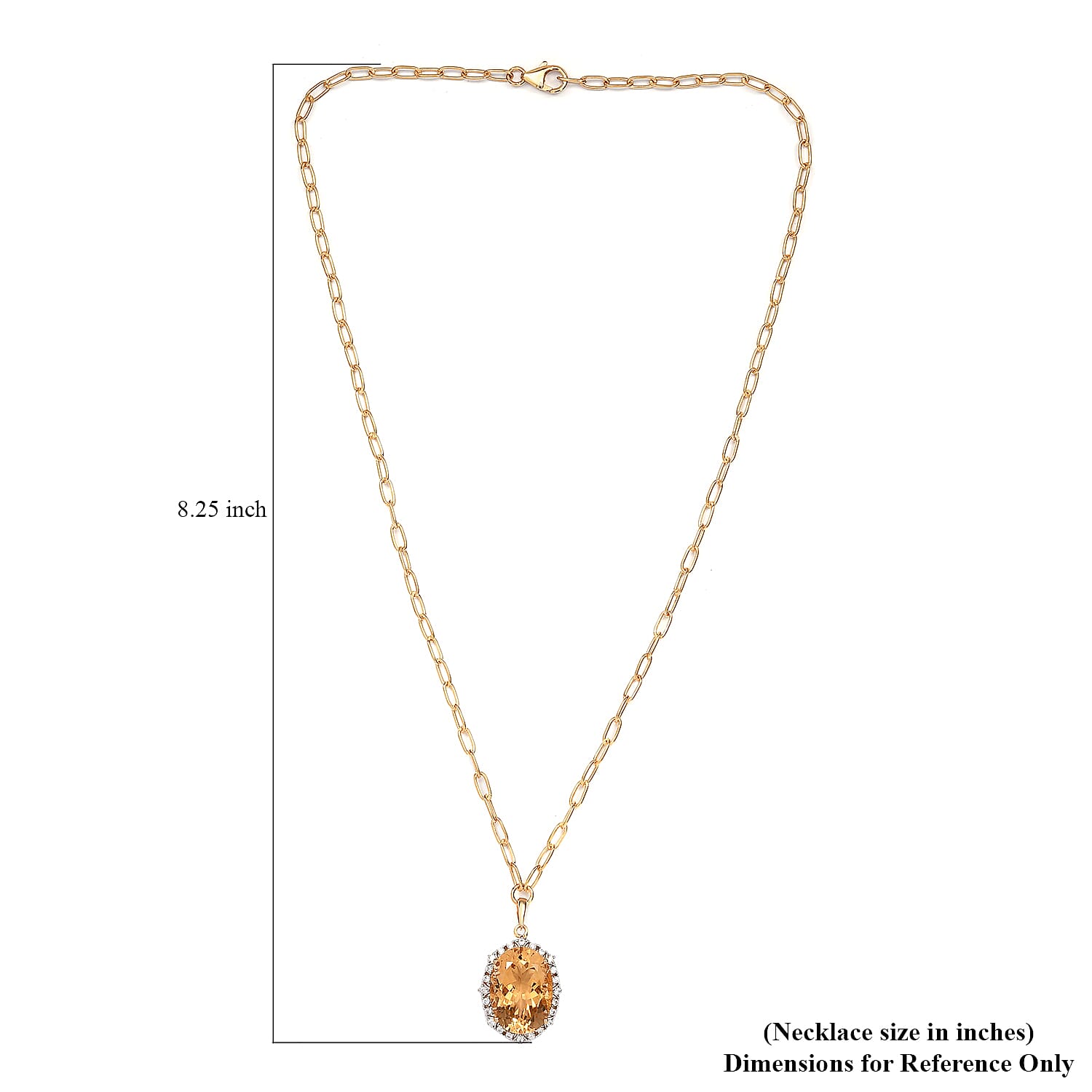 Serra Gaucha Citrine and Natural White Zircon Paper Clip Chain Necklace 18 Inches in Vermeil Yellow Gold Over Sterling Silver 12.35 ctw