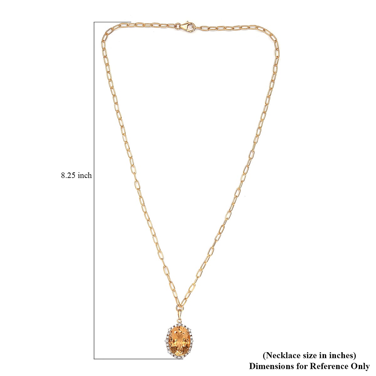 Serra Gaucha Citrine and Natural White Zircon Paper Clip Chain Necklace 18 Inches in Vermeil Yellow Gold Over Sterling Silver 12.35 ctw image number 5