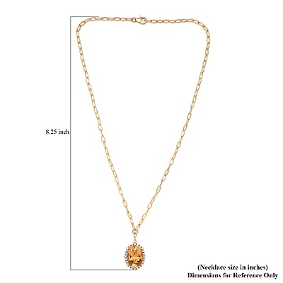 Serra Gaucha Citrine and Natural White Zircon Paper Clip Chain Necklace 18 Inches in Vermeil Yellow Gold Over Sterling Silver 12.35 ctw