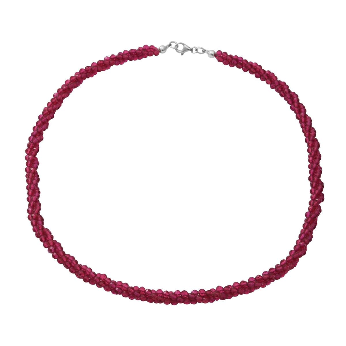 Mozambique Garnet Beaded Twisted Necklace 18 Inches in Sterling Silver 100.00 ctw image number 0