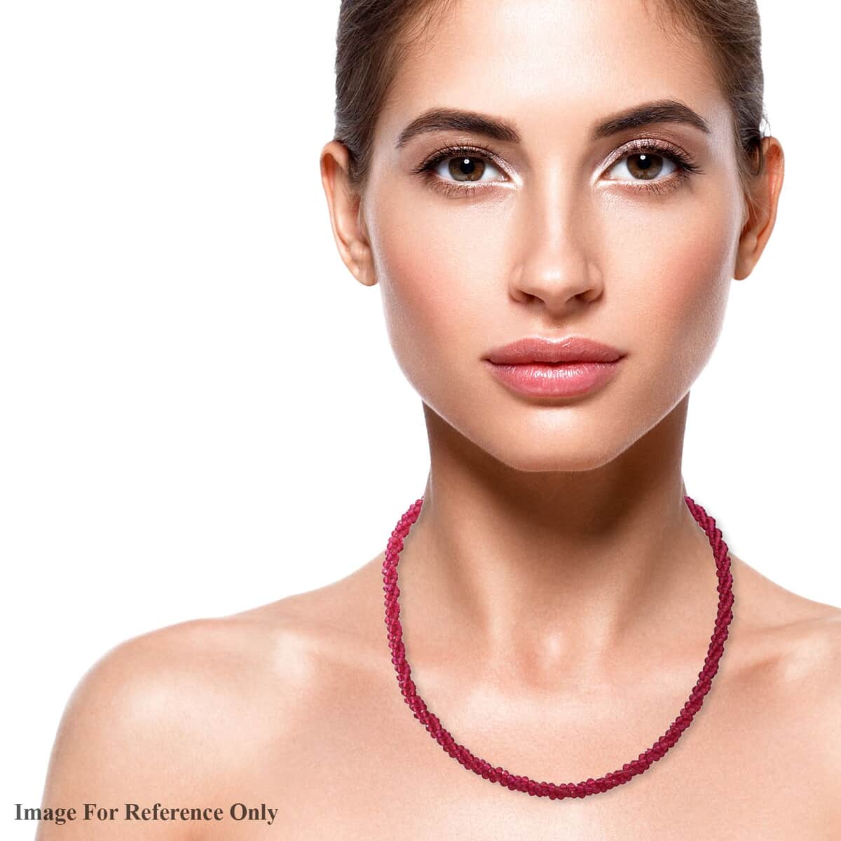 Mozambique Garnet Beaded Twisted Necklace 18 Inches in Sterling Silver 100.00 ctw image number 1