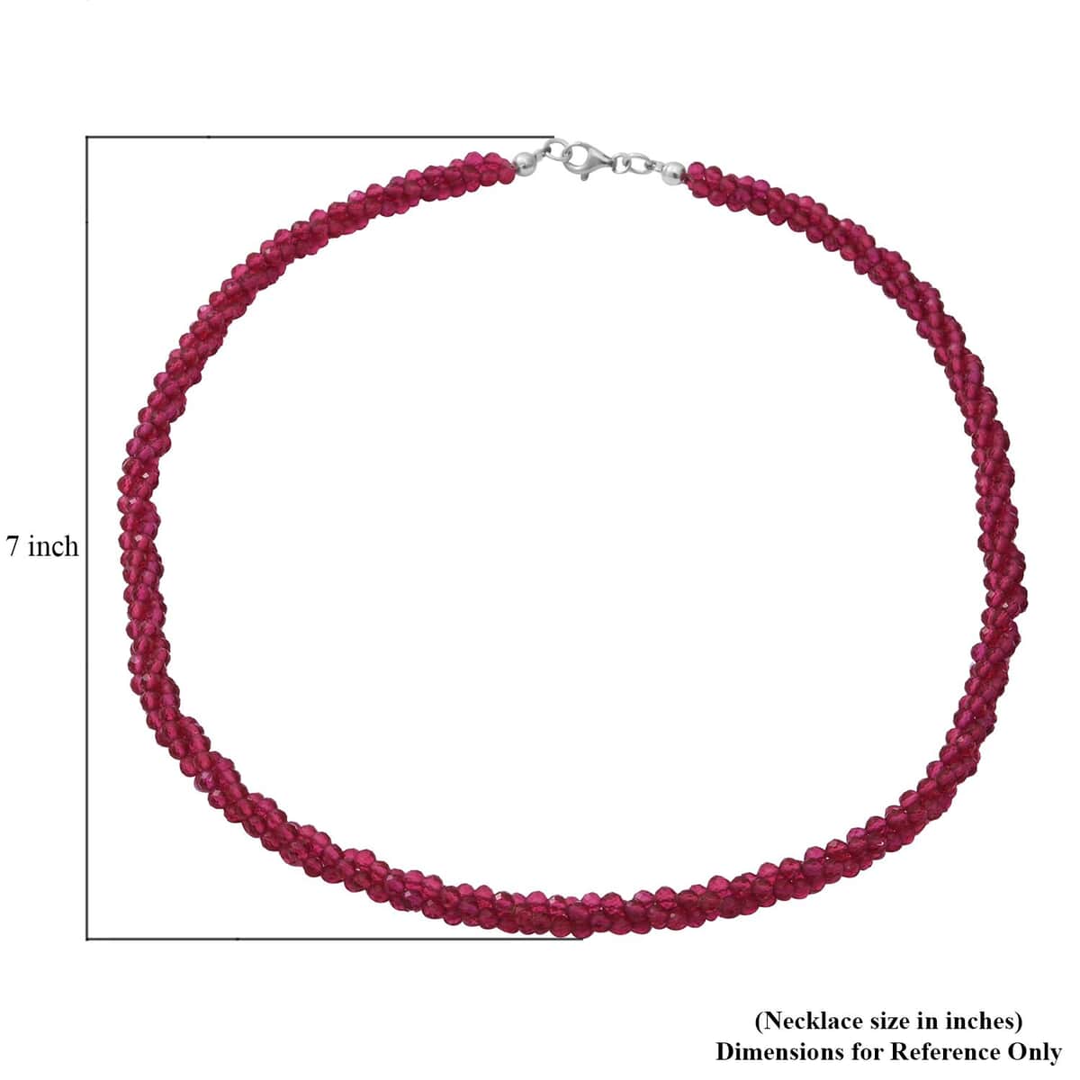 Mozambique Garnet Beaded Twisted Necklace 18 Inches in Sterling Silver 100.00 ctw image number 4