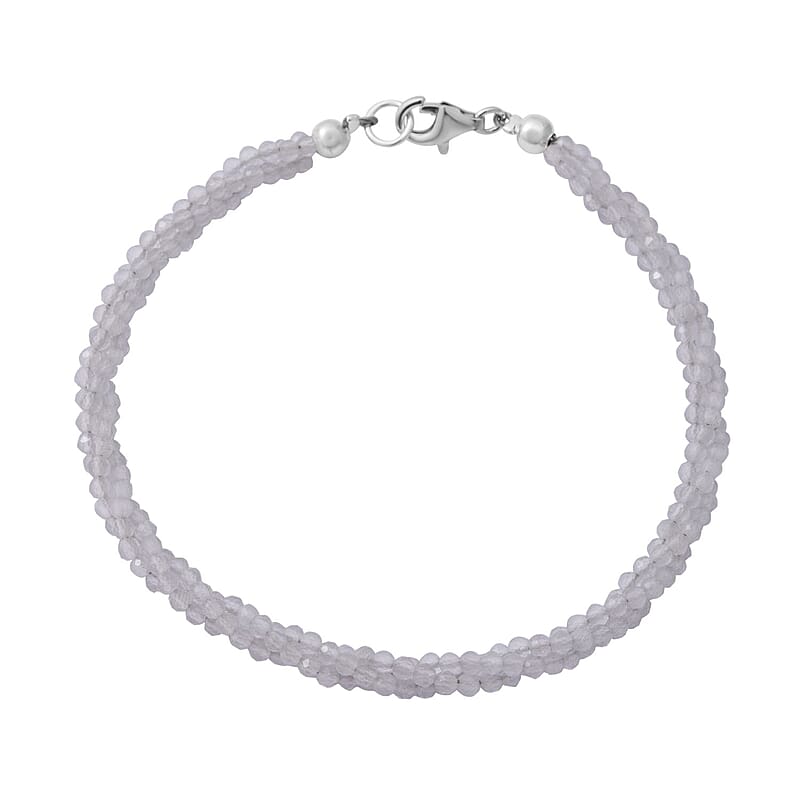 Rainbow Moonstone Beaded 3 Layer Twisted Bracelet in Sterling Silver (7.25 In) 30.00 ctw