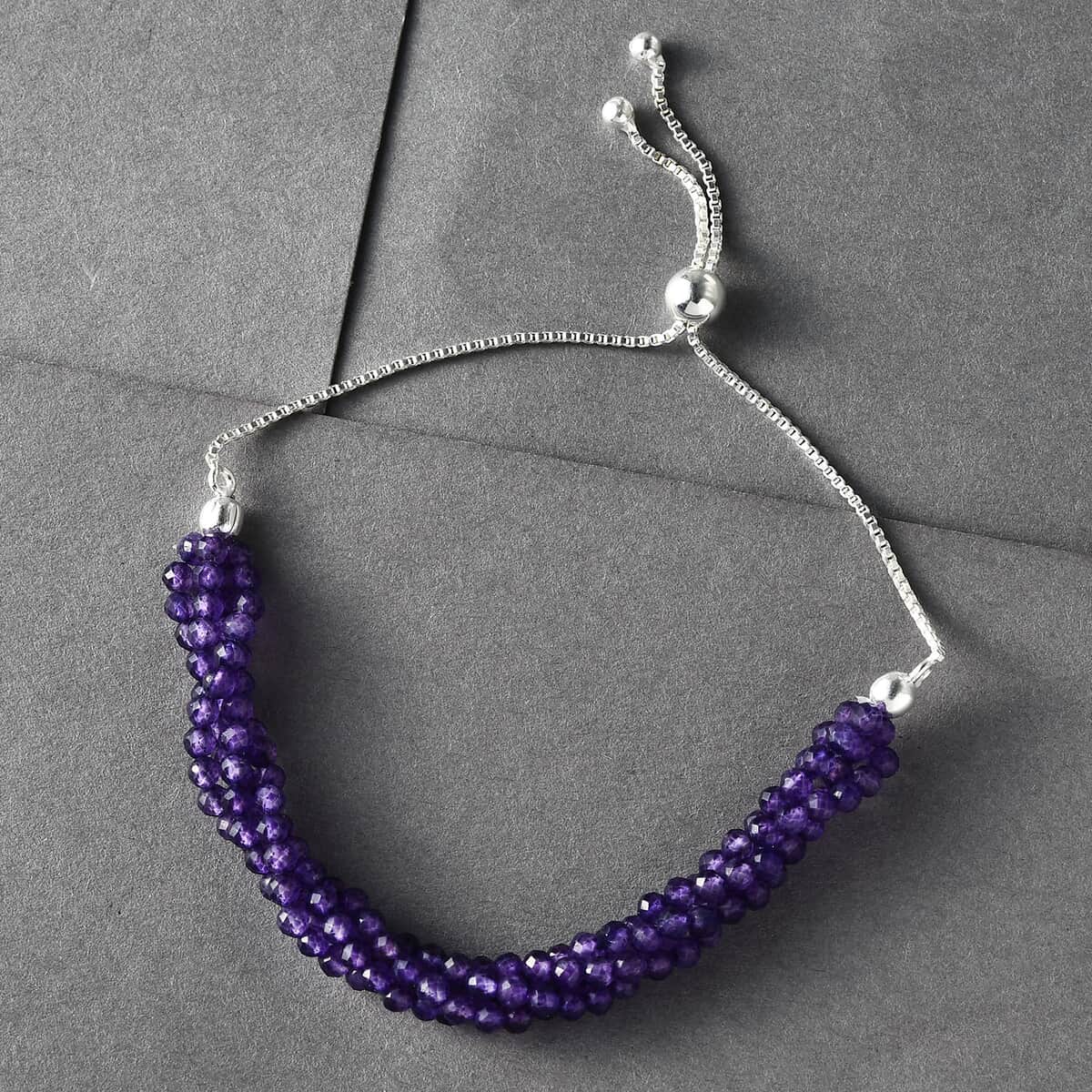 Amethyst Multi Row Beaded Bolo Bracelet in Sterling Silver 28.00 ctw image number 1