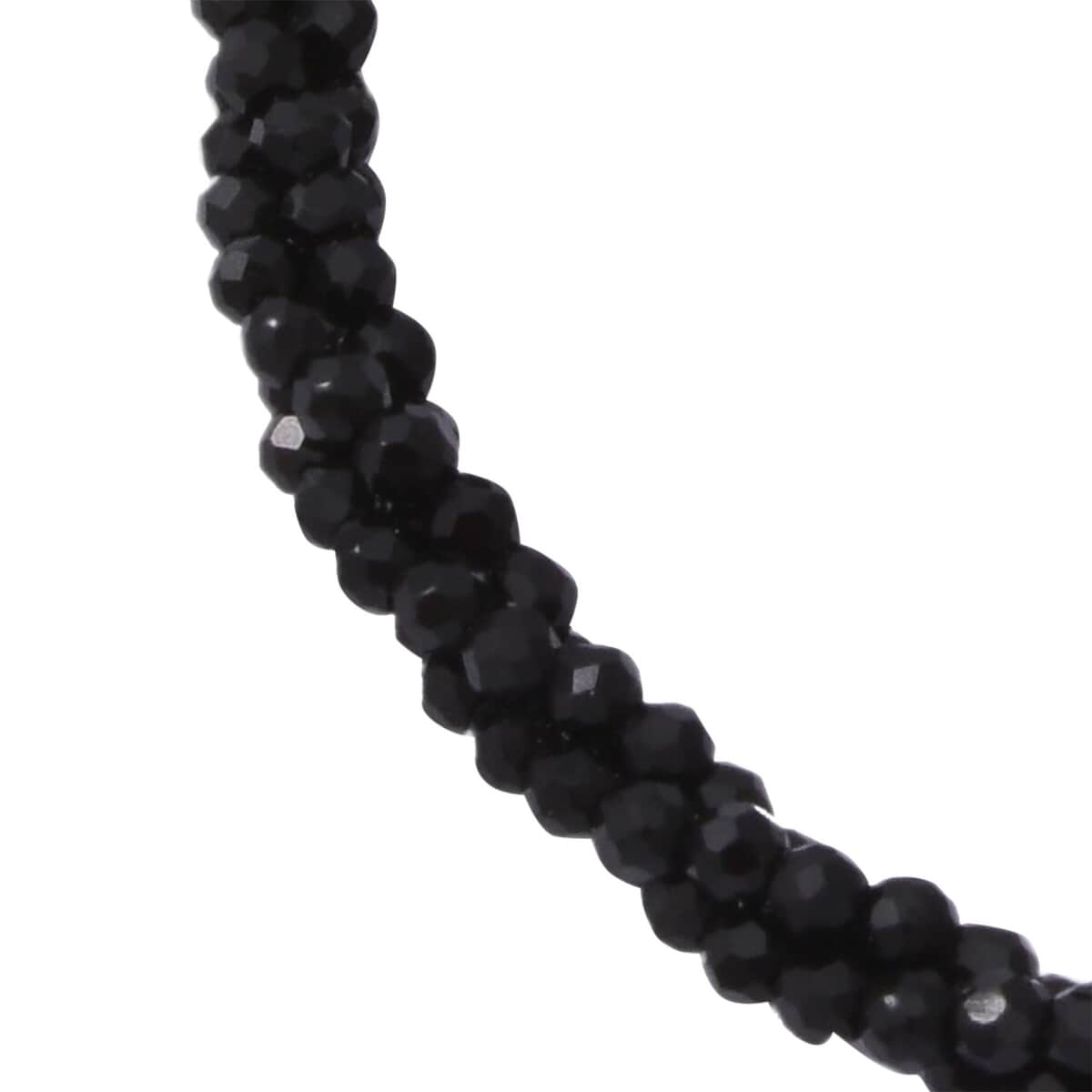 Thai Black Spinel Beaded 3 Layer Twisted Bracelet in Sterling Silver (7.25 In) 30.00 ctw image number 1