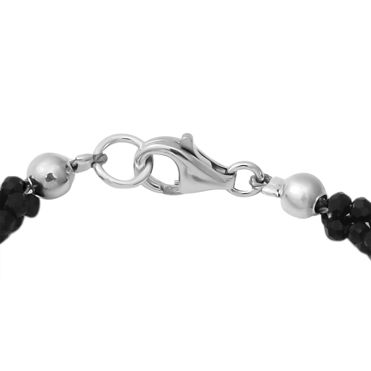 Thai Black Spinel Beaded 3 Layer Twisted Bracelet in Sterling Silver (7.25 In) 30.00 ctw image number 2