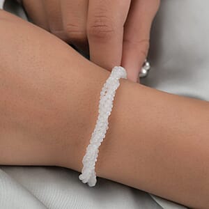 Rainbow Moonstone Multi Row Beaded Bolo Bracelet in Sterling Silver 18.95 ctw