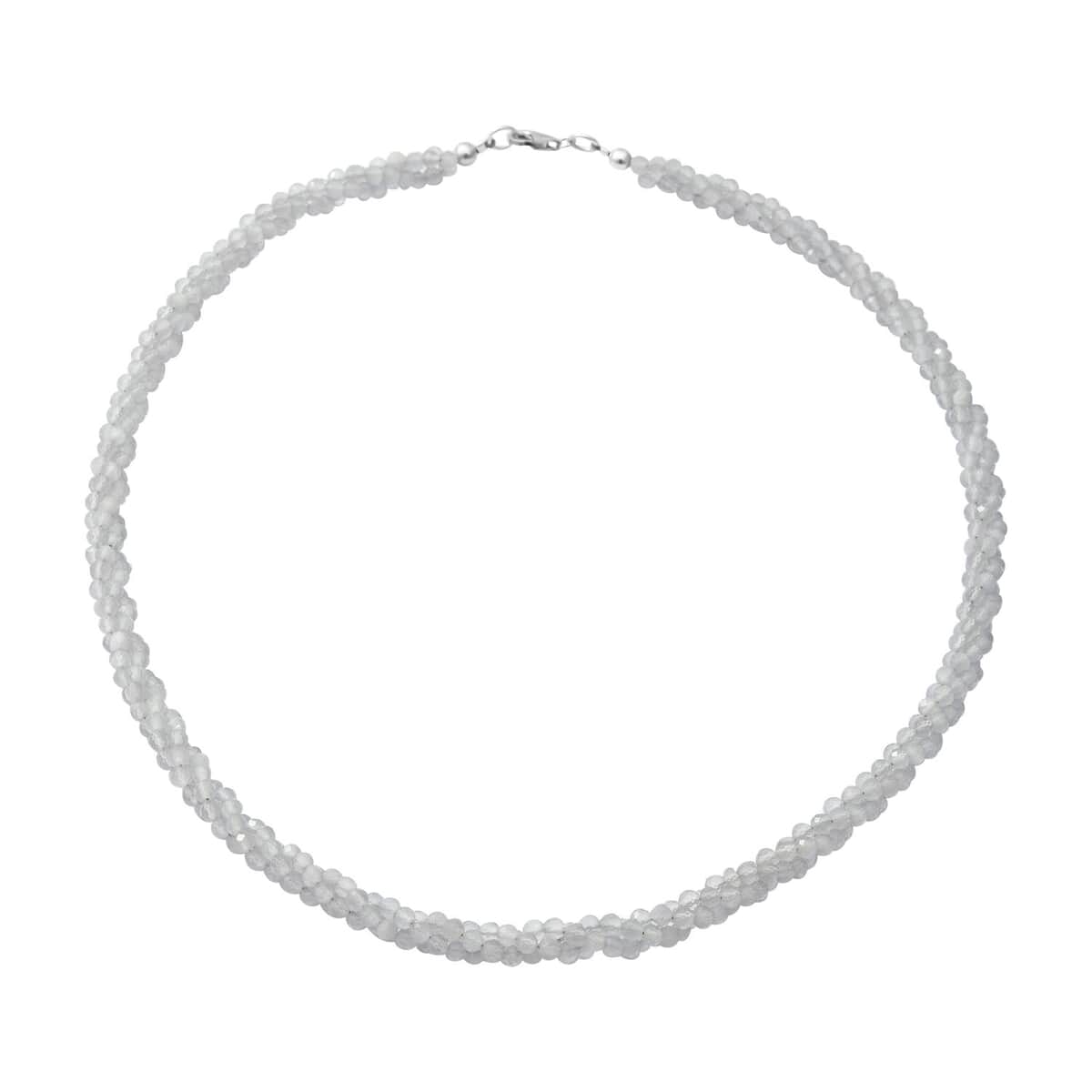 Rainbow Moonstone Beaded Twisted Necklace 18 Inches in Sterling Silver 100.00 ctw image number 0