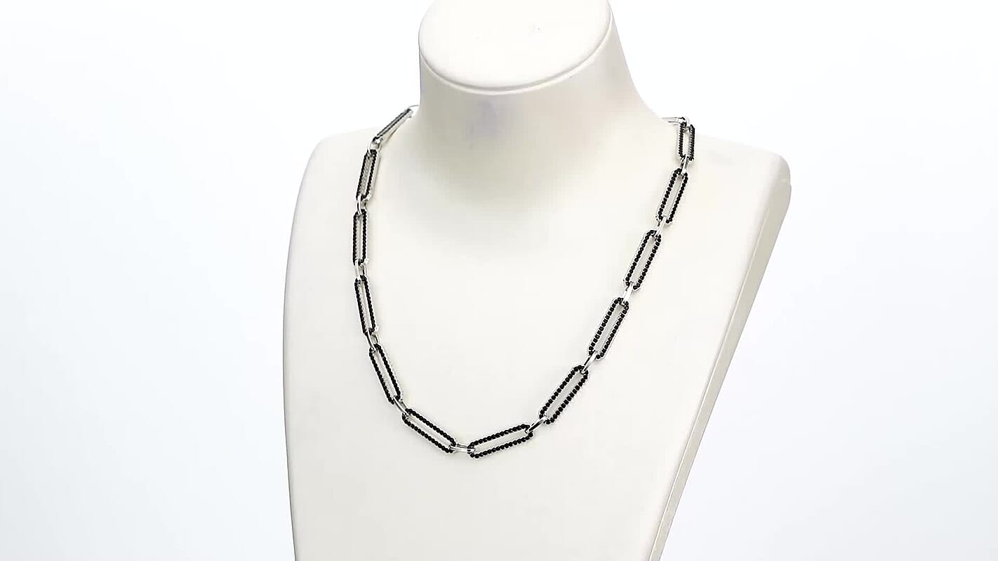 White Austrian Crystal Paperclip Chain Bracelet in Silvertone (7.50-9.50In)