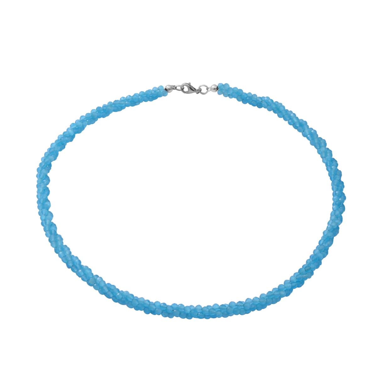 Madagascar Paraiba Apatite Beaded Twisted Necklace 18 Inches in Sterling Silver 100.00 ctw image number 0