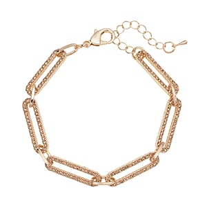 Champagne Austrian Crystal Paper Clip Chain Bracelet in Goldtone 5.00 ctw (7.50-9.50 Inches)