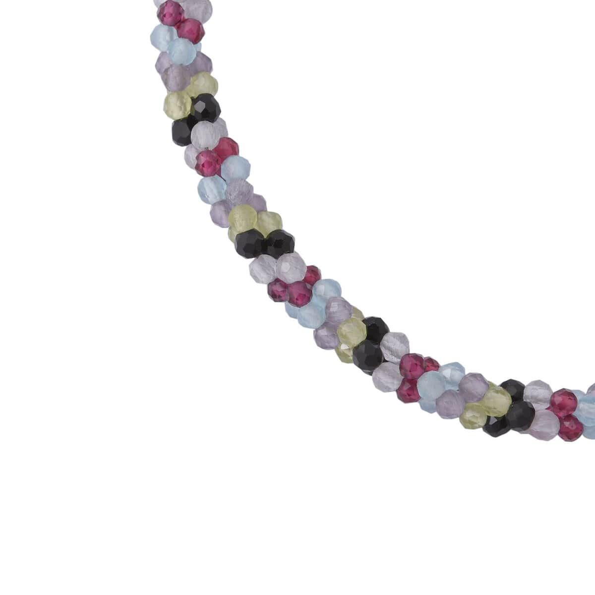 Multi Gemstone Beaded 3 Layer Twisted Bracelet in Sterling Silver (7.25 In) 30.00 ctw image number 1