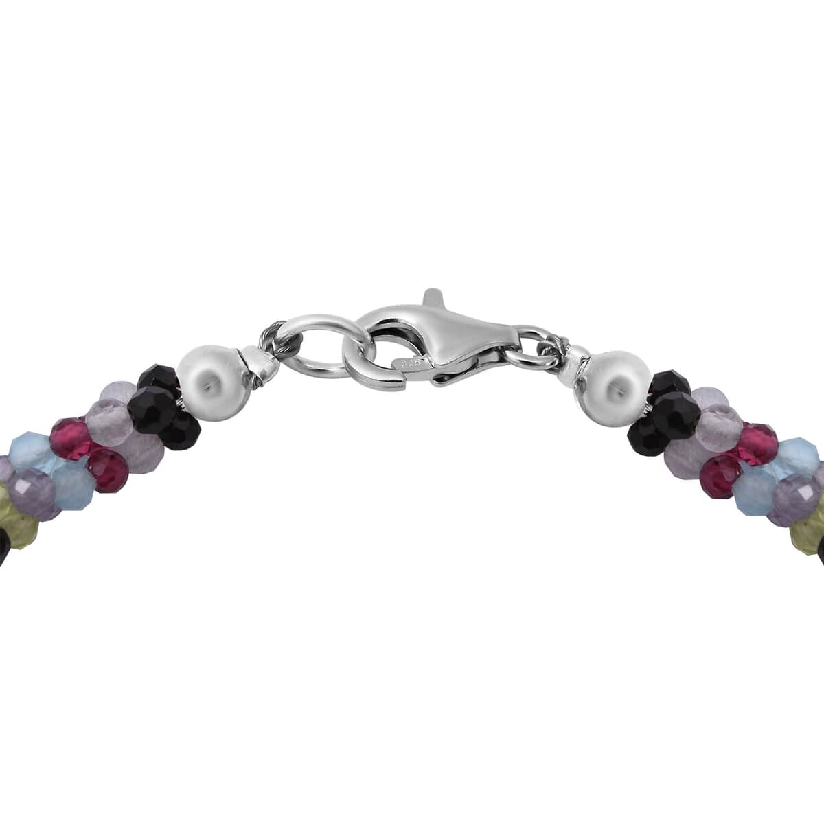 Multi Gemstone Beaded 3 Layer Twisted Bracelet in Sterling Silver (7.25 In) 30.00 ctw image number 2