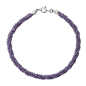 Amethyst Beaded 3 Layer Twisted Bracelet in Sterling Silver (7.25 In) 30.00 ctw