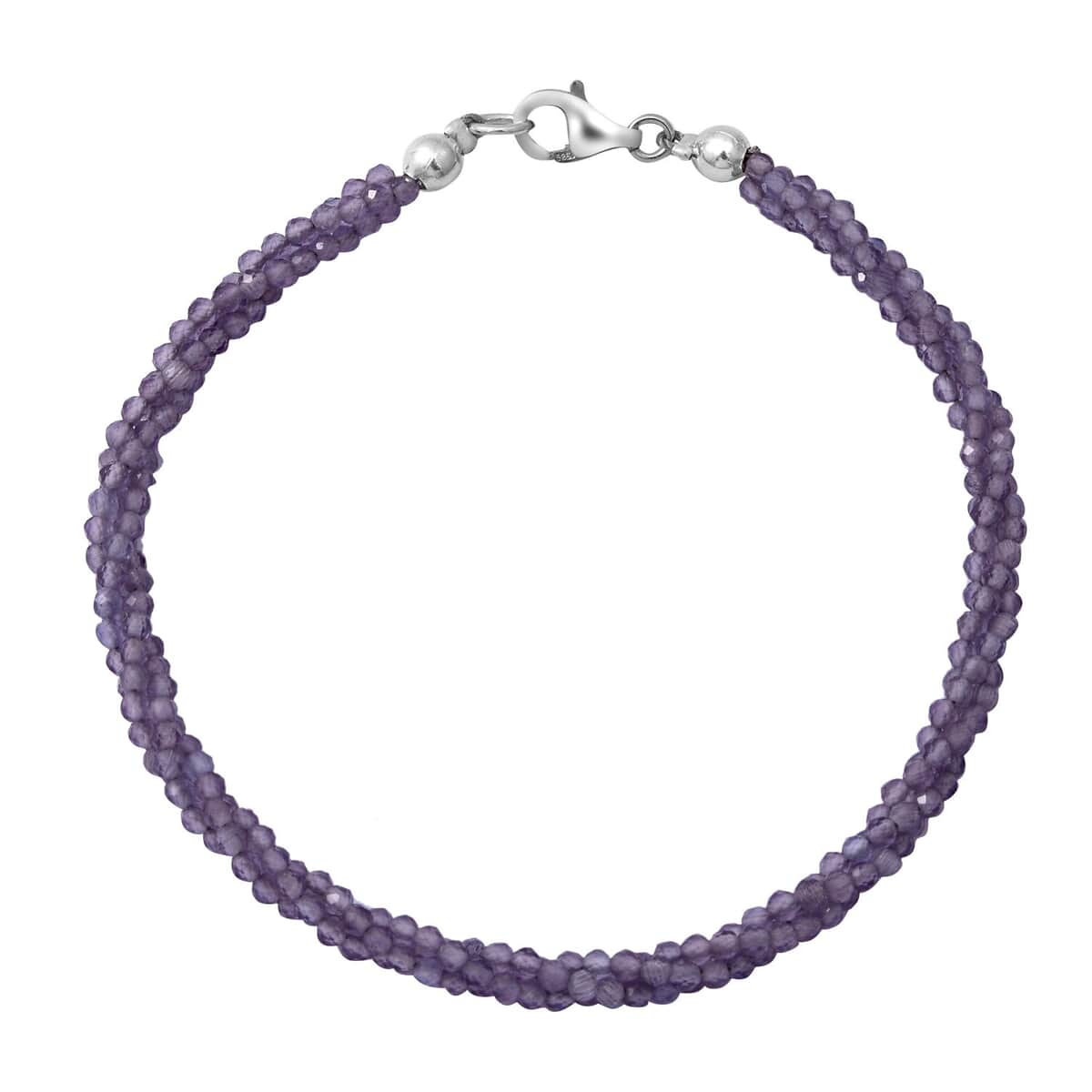 Amethyst Beaded 3 Layer Twisted Bracelet in Sterling Silver (7.25 In) 30.00 ctw image number 0