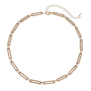Champagne Austrian Crystal Paper Clip Chain Necklace in Goldtone (18-22 Inches)