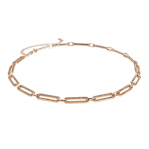 Champagne Austrian Crystal Paper Clip Chain Necklace in Goldtone (18-22 Inches)